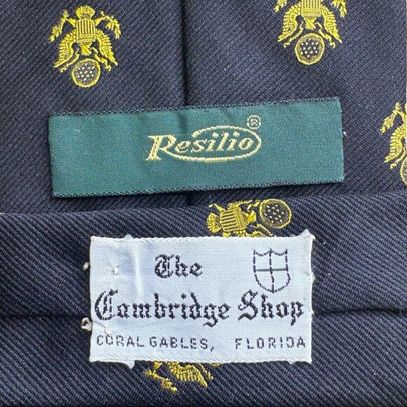 Resilio Mens Navy & Yellow Woven Polyester Patterned Tie - Picture 3 of 8